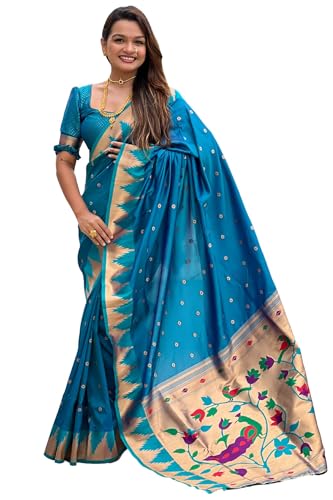 SGF11 Women's Paithani Soft Lichi Silk Kanjivaram Sarees With Blouse Piece product image 5
