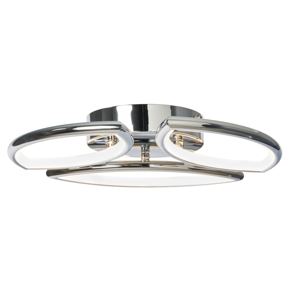 Litecraft Polished Chrome Pestell Ceiling Light Bathroom Integrated Led Flush