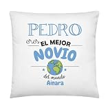 Kembilove Regalo Novio Personalizado | Cojín para Parejas con Nombre | Detalle Romántico San Valentín Cumpleaños Aniversario | Regalo Original Enamorados | Almohada 40x40 cm