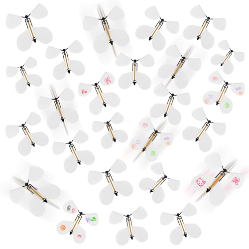 Image of LOMIMOS 20Pcs Flying Butterfly, White Magic Wind Up Butterfly Toy DIY Butterfly Wings for Children Surprise Wedding Birthday Party Gifts Book Greeting Card