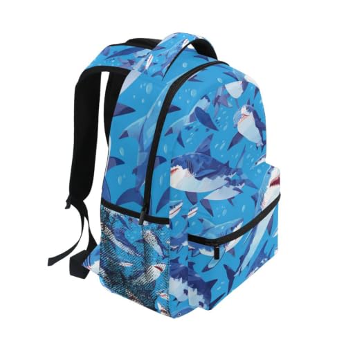 Sac à dos étudiant requins bleus protégeant l'ordinateur - 2