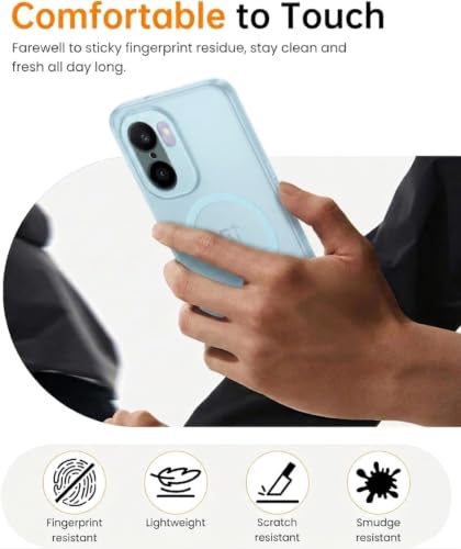Image of DIZORO Matte Case for Oneplus 15R Compatible with MagSafe, Camera Lens Full Protection, Shockproof Translucent Frosted TPU Soft Phone Cover, Anti-Fingerprint (Sky)