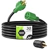 RVMATE 4 Prong 30 Amp 15 Feet Generator Extension Cord, NEMA L14-30P/L14-30R, 125/250V Up to 7500W 10 Gauge SJTW Generator Cord, ETL Listed