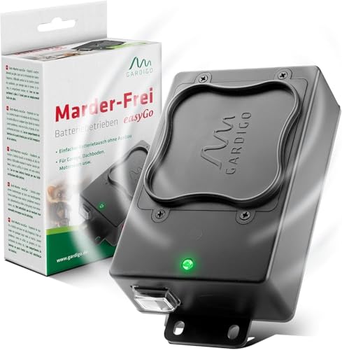 GARDIGO® Repelente para Martas a Batería, Ahuyentador de Ratones con Ultrasonidos, Reemplazo de la Batería sin Remoción, Antirroedores Portátil para Motor, Ático, Hogar, Protección contra Roedores