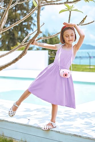 Arshiner Girl Summer Spaghetti Strap Casual Knee Length Cami Dresses for 4-12 Year2