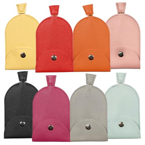 KITUREK 8PCS Pull Out Car Key Case PU Leather Keychain Protective Bags Large-Capacity Key Case Holder Creative Key Case Cover for Halloween Christmas Presents (Closed)