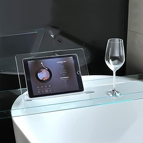 Clear Acrylic Bathtub Tray Caddy – Luxury Bathroom Organizer with Phone Bracket, Waterproof & Anti-Fall, Nordic Style, Multi-Function Tub Shelf，Clear 29.5