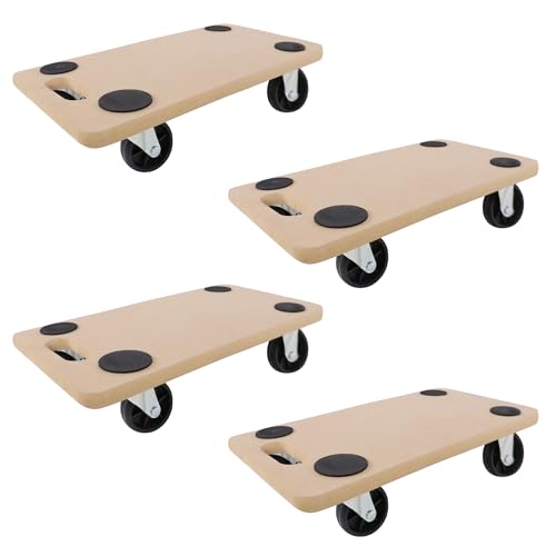 SUBTLETY Lot de 4 Planches à roulettes Chariots de Transport pour Tables 58x29x11cm Pplaque MDF avec Patins Antidérapants Charge Maximale 200KG Aide au Transport pour Meubles, Plantes, Atelier
