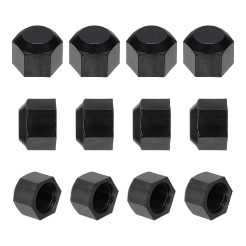 PATIKIL Tapón de Plástico de 3/8', Rosca Hembra 5/8-18UNF 12 Piezas Tapón de Válvula de Ajuste de Tubo de 45 Grados Sae para Tubería de Aire Acondicionado Línea de Gas Hidráulico, Negro