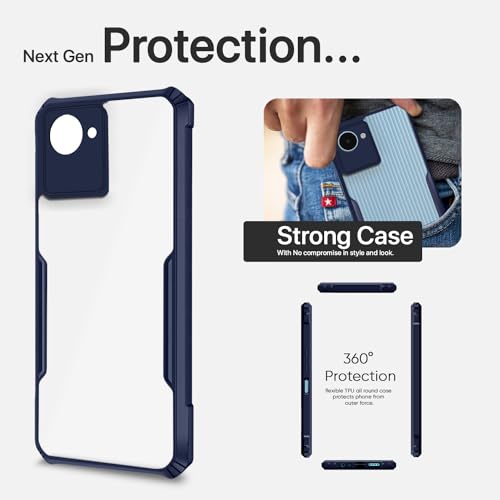 Image of Pikkme Realme C30 Back Cover | Crystal Clear Transparent Back | Ultra Hybrid | Full Camera Protection | Raised Edge | Bumper Back Case (Blue)