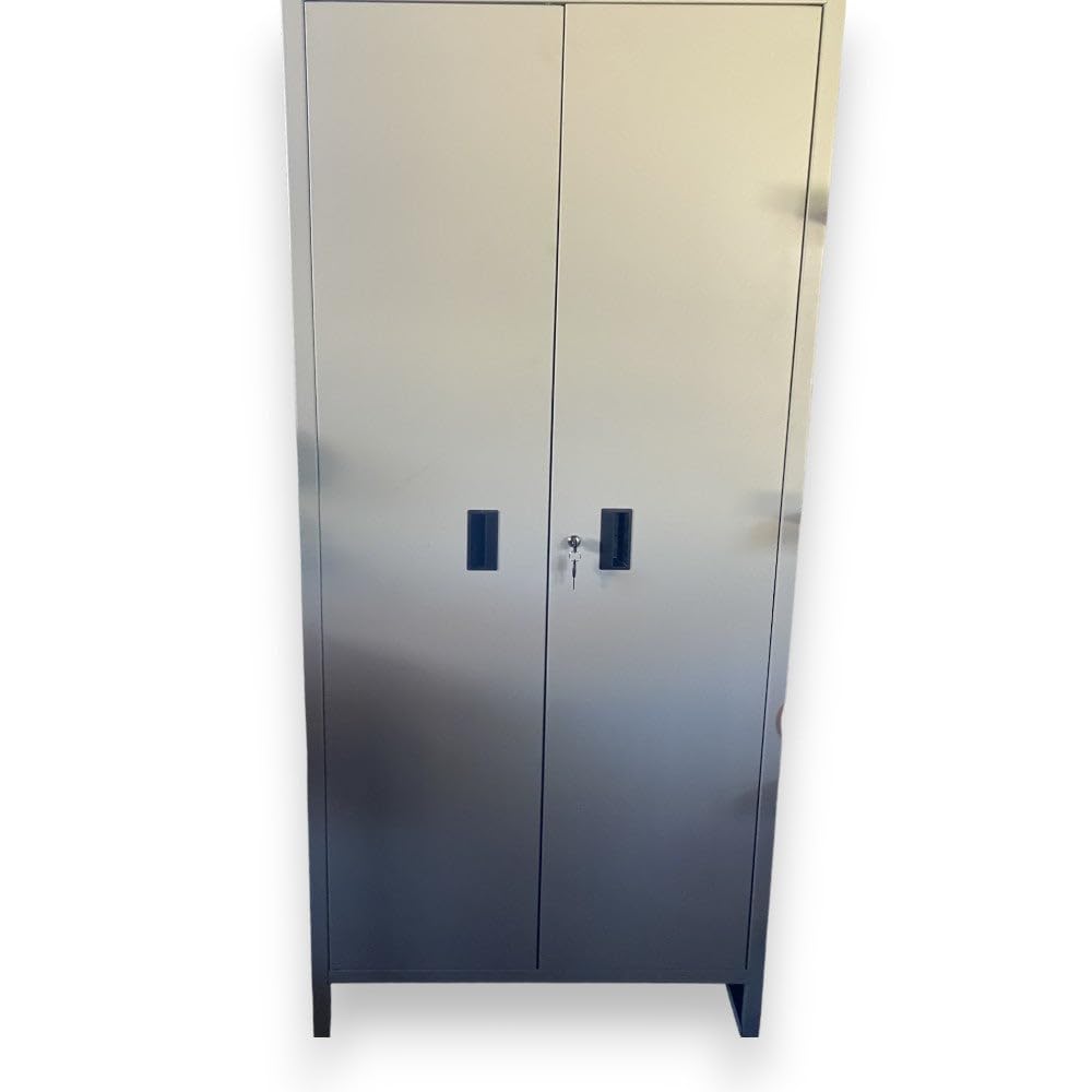 Armadio tuttopiani in Metallo Doppia Anta con 4 Ripiani e Serratura - 60x40xH180 cm