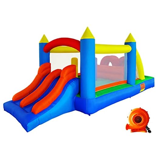 Ballsea Castillo hinchable con ventilador, adecuado para niños de 3 a 10 años, castillo hinchable grande XXL (488 x 240 x 190 cm)