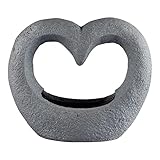TRI Pflanzenschale Steinernes Herz, Betonoptik, Grabdekoration, Garten, Blumentopf, für drinnen und draußen, wetterfest, Kunststein, 36x17x42 cm, grau