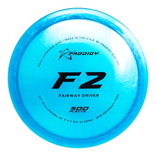 Prodigy Disc 500 F2 | Overstable Disc Golf Fairway Driver | Consistent Stable Flight | Durable 500 Plastic | Comparable to Eagle | Colors May Vary (165-169g)