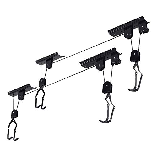 GOFLAME Bike Lift Hoist Ceiling Mounted, Heavy Duty Bicycle Hanger Pulley Rack