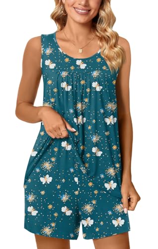 Image of POPYOUNG Pajama Set for Women Summer 2 Piece Lounge Shorts Sets Sleepwear