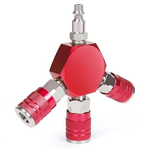 Milosline Quick Connect Fittings Air Splitter, 1/4 Inch NPT 3-Way Air Manifold With 3 Pieces...