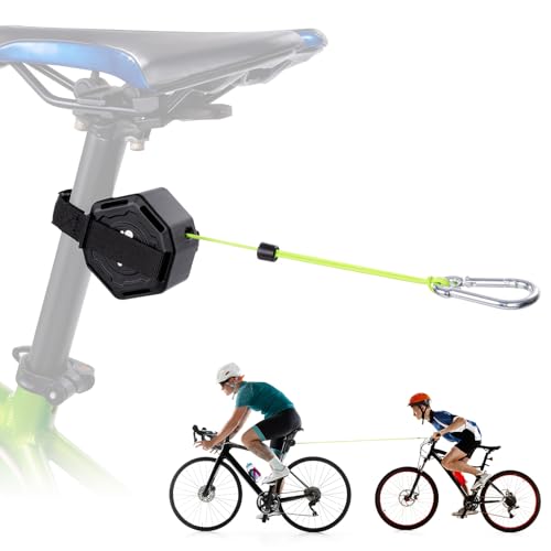 HOMEE Bicycle Tow Rope Bike Trailer Strap Retractable Bicycle Pull Traction Strap Portable Outdoor Bike Elastic Pull Rope Cycling Trailer Tools for Mountain Bikes and Any Bicycle Black