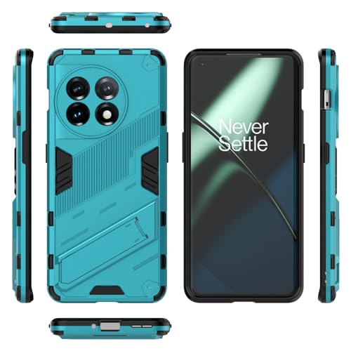 Image of SPL Punk Armor Bumper Back Case Cover for OnePlus 11 5G | Holder & Kickstand in-Built | 360 Degree Protection Back Case Cover (Blue)