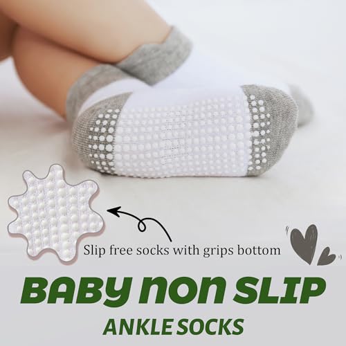 Image of HYCLES Toddler Girl Socks, 12 Pairs Non Slip Ankle Toddler Socks for 1-7 Years Baby Girls Kids