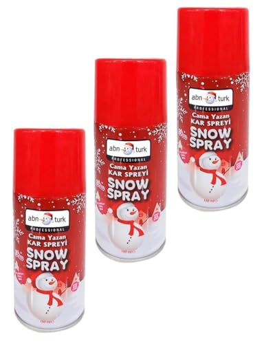 3 Adet Kar Spreyi Duvara Cama Yazan Noel Ağacı Dekoru Silinir iz Bırakmaz Erimeyen Kar Spreyi 150 ml