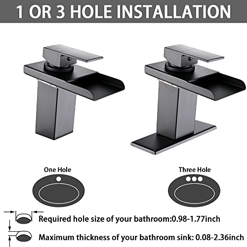 Image of AVSIILE LED Bathroom Sink Faucet, Matte Black, Stainless Steel Spout