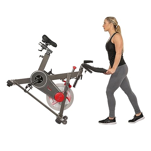 Image of Sunny Health & Fitness Magnetic Exercise Bike, 44LB Flywheel & 300LB Weight Capacity for Intensive Home Workout, Indoor Cardio Training w /4-Way Adjustable Seat, Optional Free SunnyFit App Connection
