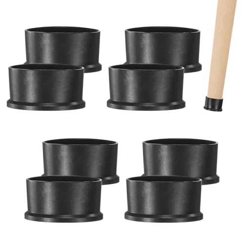 Image of M METERXITY 8-Pack Chair Leg Caps, 2-3 /8 Inch(60mm) PVC Chair Leg Floor Protectors for Folding Chairs /Metal Chairs /Furniture Table /Hardwood Floors, Round Non-Slip Cover End Tips [Black]