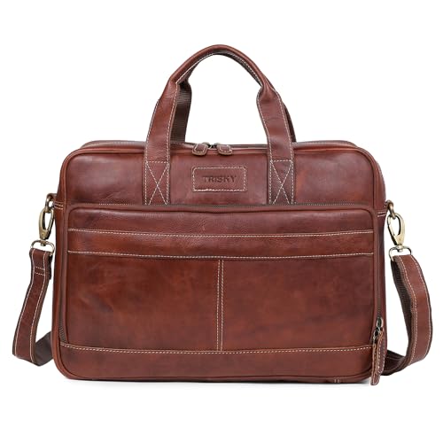 TRISKY Leather Messenger Bag for Men, Laptop Messenger & Shoulder Bags, Leather Laptop Bag for Women, Oak and Tan Crossbody, Travel, Gifting (Tan, 16 inch)4