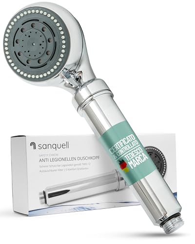 Soffione doccia con filtro antilegionella | Certificazione di protezione immediata contro la legionella | Tecnologia medica | Discreto e sicuro