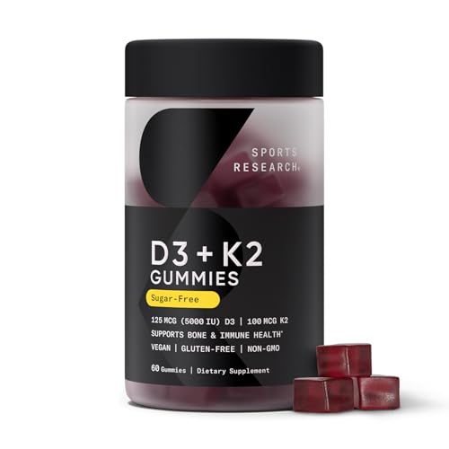 Sports Research Vegan Vitamin D3 + K2 Sugar-Free Gummies 60 Count