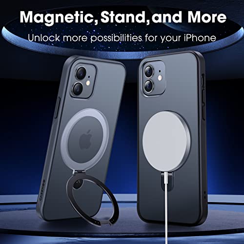Image of CASEKOO Designed for iPhone 12 Pro /iPhone 12 Case with Magnetic Invisible Stand [Military Drop Protection] [Compatible with MagSafe] Shockproof Slim Translucent Matte Case 6.1 Inch, Black