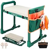 SakerPlus Garden Kneeler and Seat Foldable Kneeling Chair with Extendable Legs & Thickened Pad,Heavy Duty Foldable Gardener Stool with Tool/Storage Bags for Grandparents Gardeners - Image 1