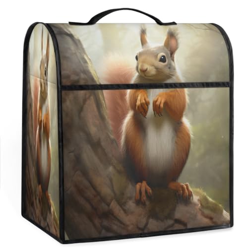 Coffee Maker Cover Cute Squirrel Kitchen Appliance Covers Small Appliance Covers Blender Cover Juicer Cover Dust Covers for Kitchen Appliances with Top Handle and Pockets,Washable,B603
