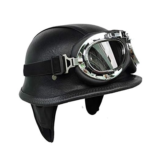 ABDOMINAL WHEEL Casco Moto Jet ECE Homologado Casco Moto Abierto con Gafas de Aviador Casco de Media Retro Vintage Style Casco de Media cáscara para Adultos Hombres Mujeres