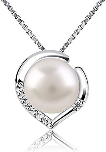 NONNYL Freshwater Cultured White Real Pearl Pendant Necklaces for Women, Christmas Gifts for Wife Mom Girlfriend, Anniversary Birthday Fine Jewelry Gifts for Her