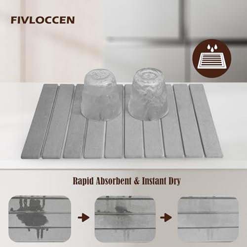 FIVLOCCEN Large Quick Drying Stone Dish Drying Mats for Kitchen Counter,24