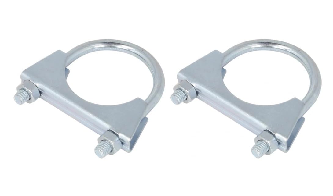 2 x M8 Pipe Clamp/U Bolt Clamps with Nuts/Mild Steel Connector Joint Clip. (M8 48mm)