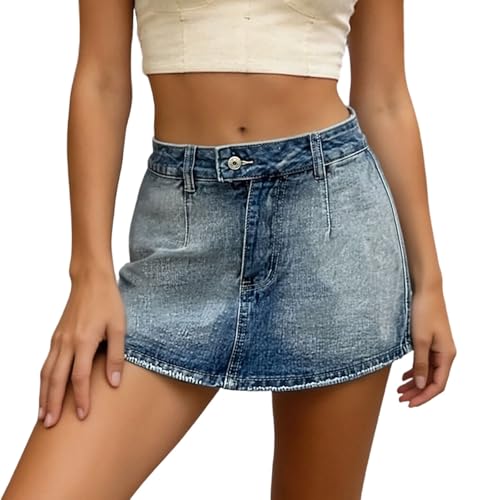 Jupe jean mini femme Y2K taille basse décontractée stretch cargo