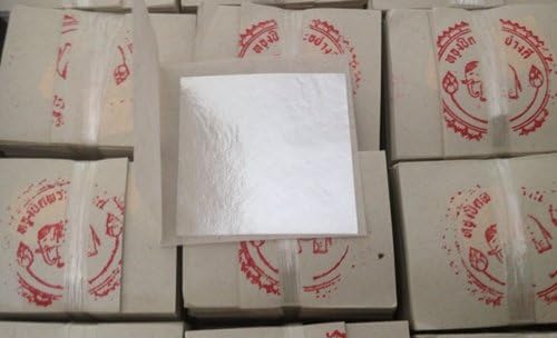 5 Sheets 24 Karat Real Silver Leaf for Cooking, Art Framing 999/1000
