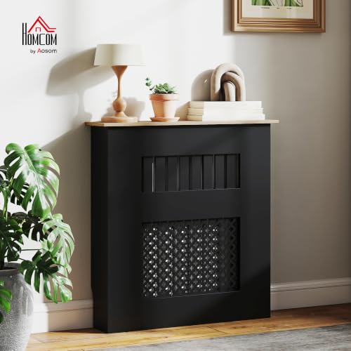 Miniatura 3 de Homcom Cubre Radiadores, Cubreradiador De Mdf, 78x19x81 Cm, Cubierta Para Radiador, Diseño Moderno De Listones Y Nido De Abeja, Para Salón, Dormitorio, Negro