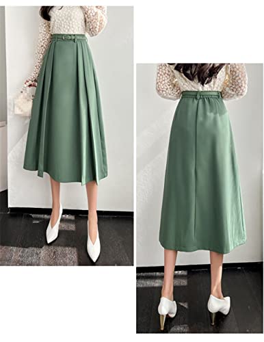 Jupe d'été décontractée pour femme, jupe plissée taille haute unie style EN8