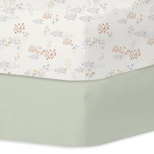 Image of Little Grape Land Baby Crib Sheets for Girls, 2pk Crib Fitted Sheet for Standard Size Crib and Toddler Mattress, Super Soft Baby Sheet