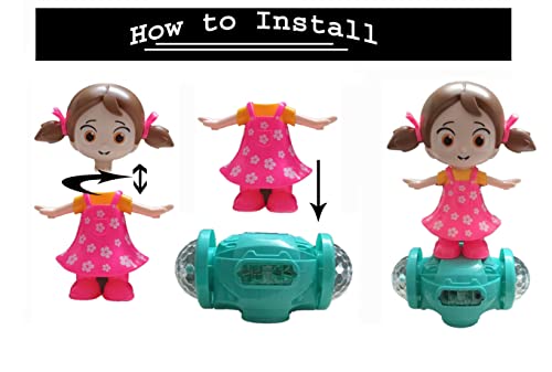 Image of VGRASSP 360 Degree Rotating Skate Musical Dancing Girl Toy with Flashing Lights & Bump and Go Action Doll for Toddlers and Girls