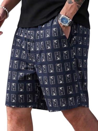 Image of Men's Cotton Casual Shorts |Striped Half Pants for Men |Comfortable | Elastic Waist with Drawstring | Lightweight & Comfortable for Beach Vacations, Casual Daily Outings & Sleepwear Bermuda Shorts