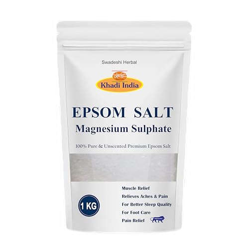 Image of Khadi Natural Epsom Salt 1000g - Spa-Grade Magnesium Sulphate for Relaxation, Stress Relief, Skin Detox & Pain Relief - Ideal for Body Bath, Foot Soak, Muscle Recovery & Exfoliation