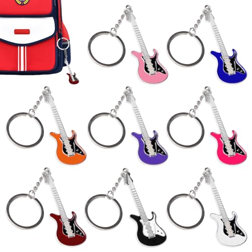 Keboyoe 8 pièces Porte-clés Guitare Porte-clés en Métal Guitare Électrique porte cles Rock porte-cles Instrument de Musique Pendentif clé, Musique...