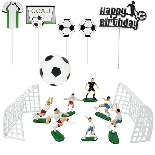 Decoration Gateau Foot, 15 Pièces Deco Gateau Foot Décorations de gâteau de football pour enfants Figurines en PVC respectueuses de l'environnement...