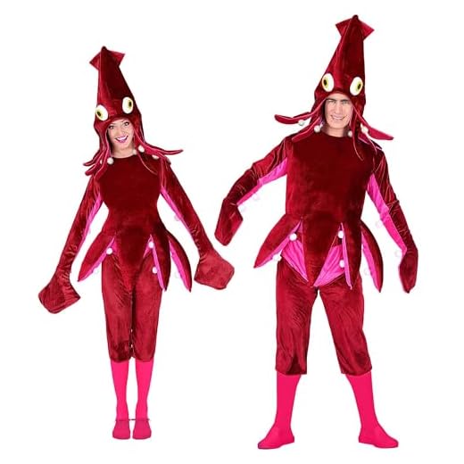 WIDMANN 02603 adultos Disfraz Calamar, unisex ? Adultos, vino rojo