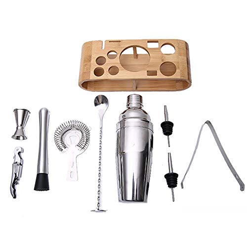 Set de coctelera con soporte de bambú 9 piezas miniatura 2